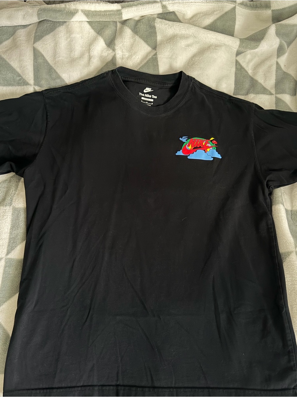 Nike Black Short Sleeve Tee with Multicolor Cloud Logo